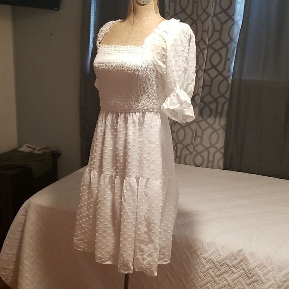 TECREW Womens Square Neck Puff Sleeve Mini Dress Small NWT - Picture 7 of 14